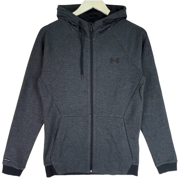 New Under Armour Men Grey Hood Jacket Zipped Sport Long Sleeve US Small - Picture 1 of 9